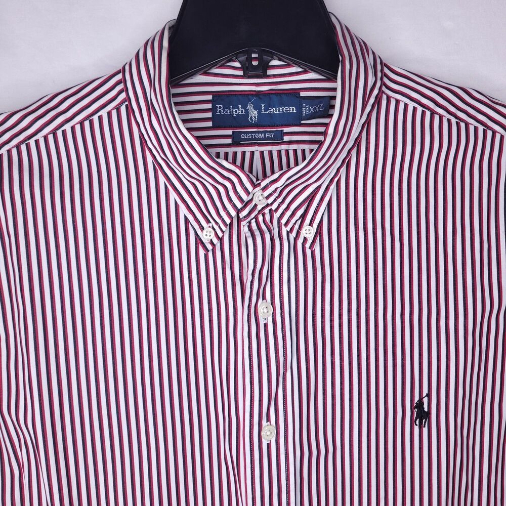 Ralph Lauren Shirt Mens XXL Striped Red, White, Black Pony